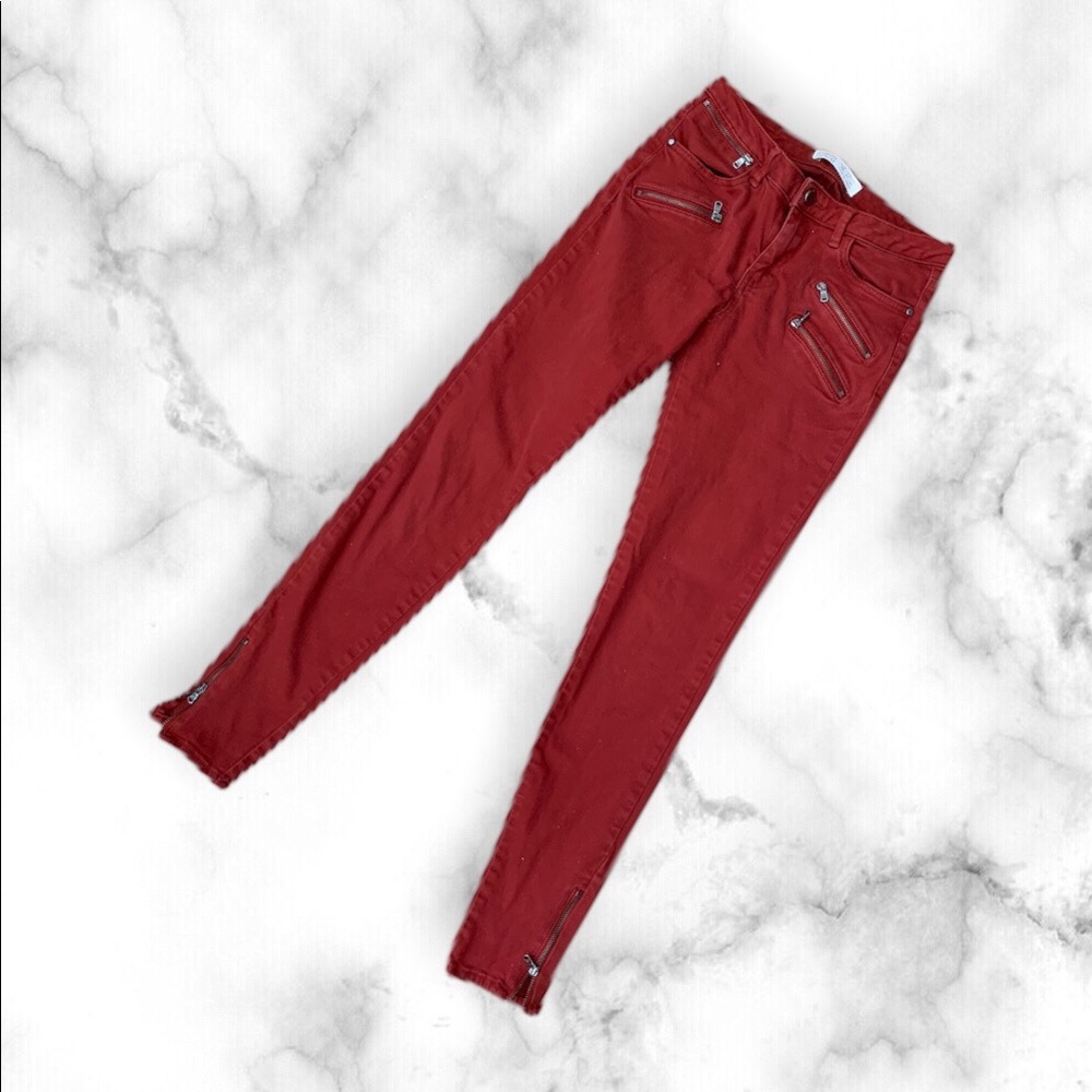 Zara premium denim burnt red color